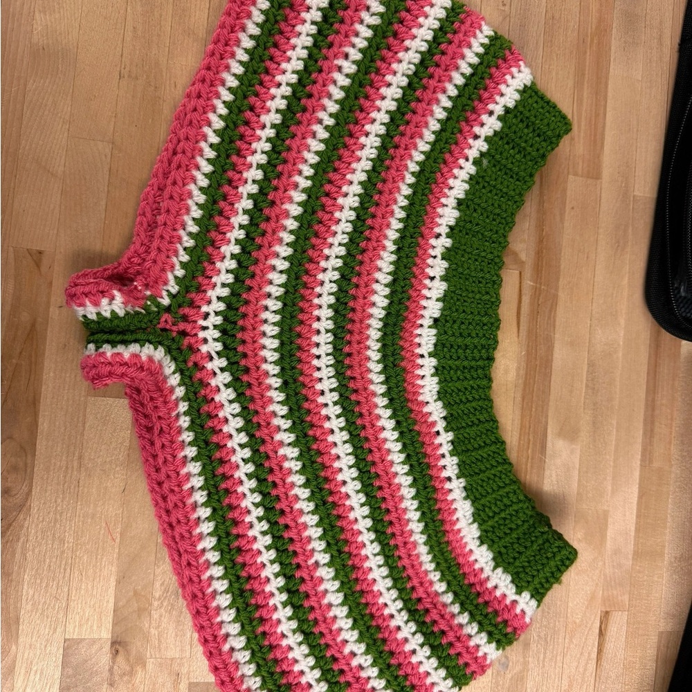 Striped Crochet Skirt in Pink, Green, and White